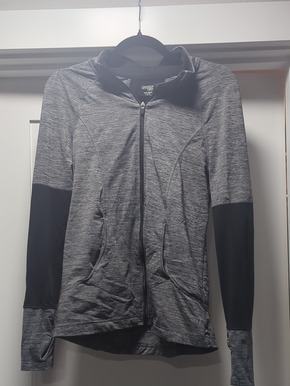 Danskin Now Heather Gray and Black Full-Zip Performance Jacket